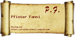 Pfister Fanni névjegykártya
